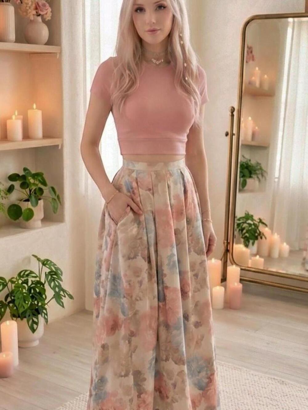 Morgan & Co. Vintage Cottagecore Y2K Indi floral maxi skirt with pockets Size 4